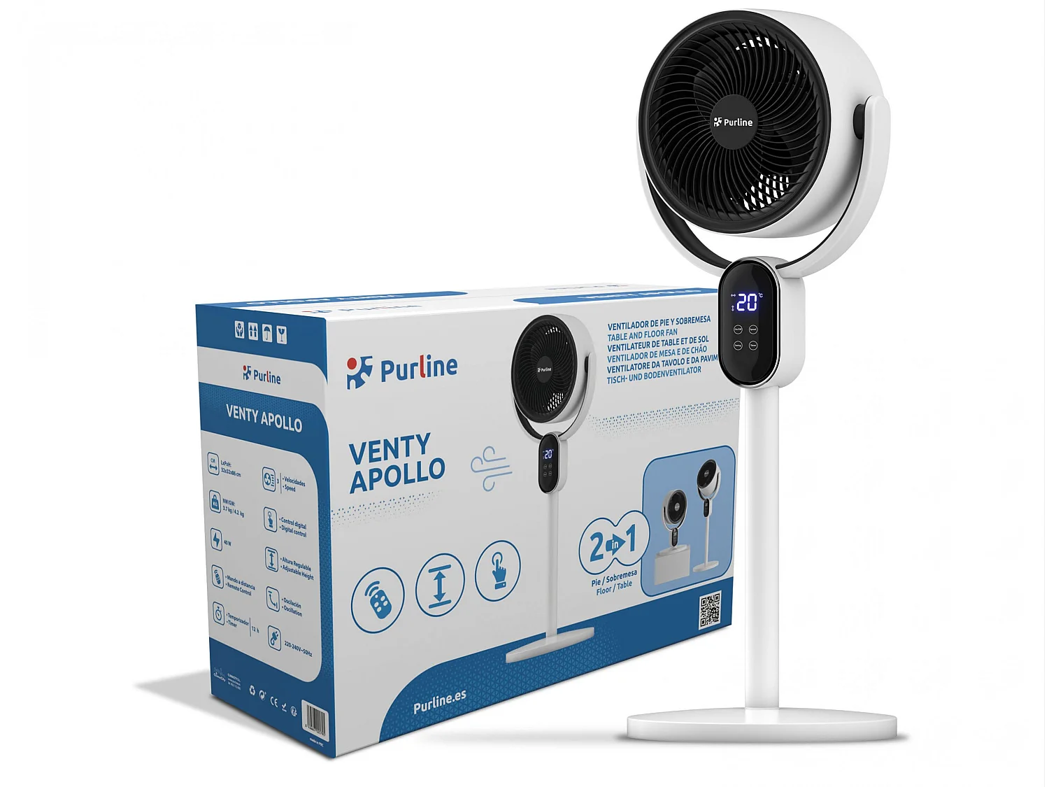 Ventilador digital de mesa e de chão