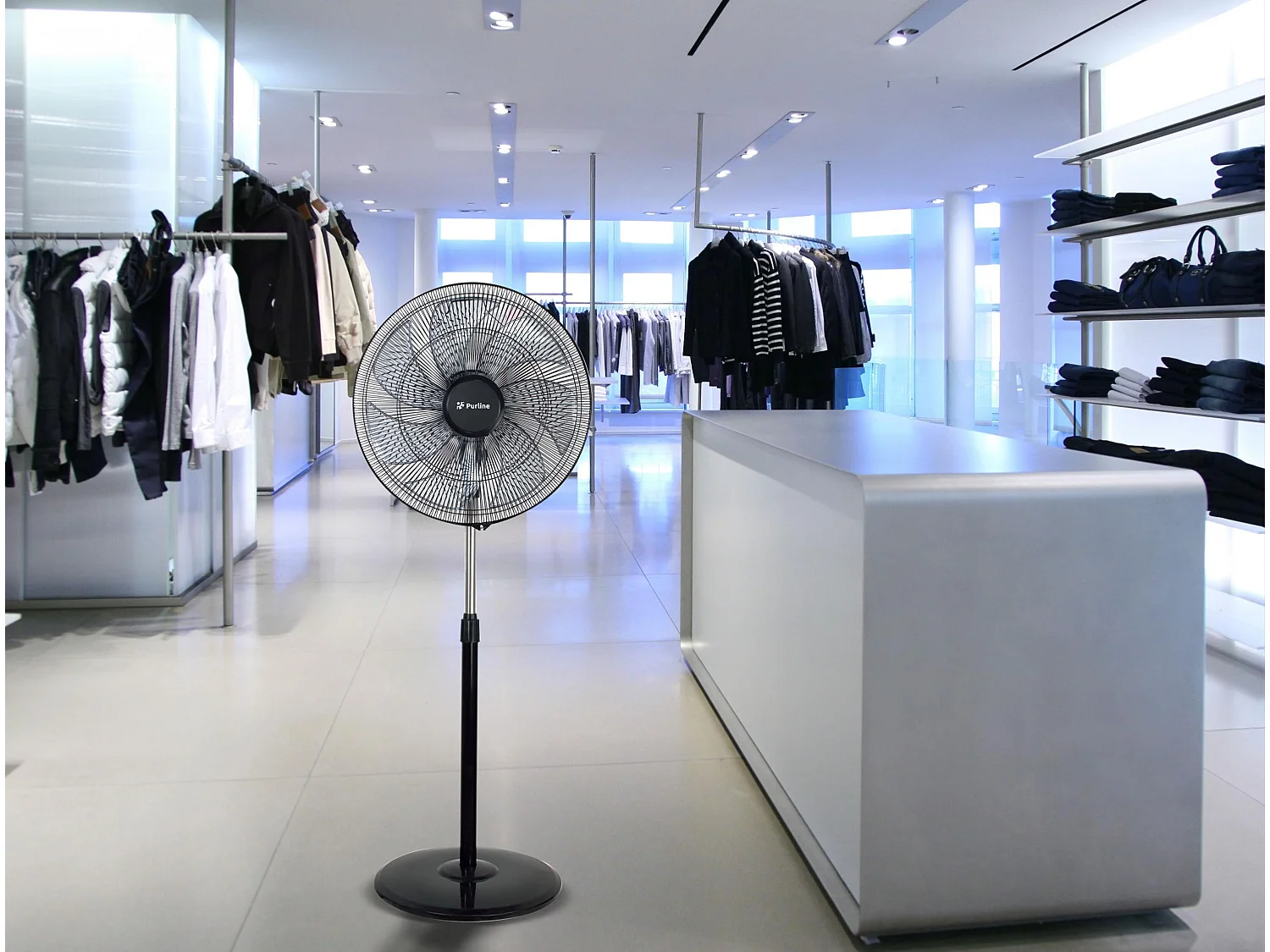 Ventilateur de sol industriel 100W avec 7 pales