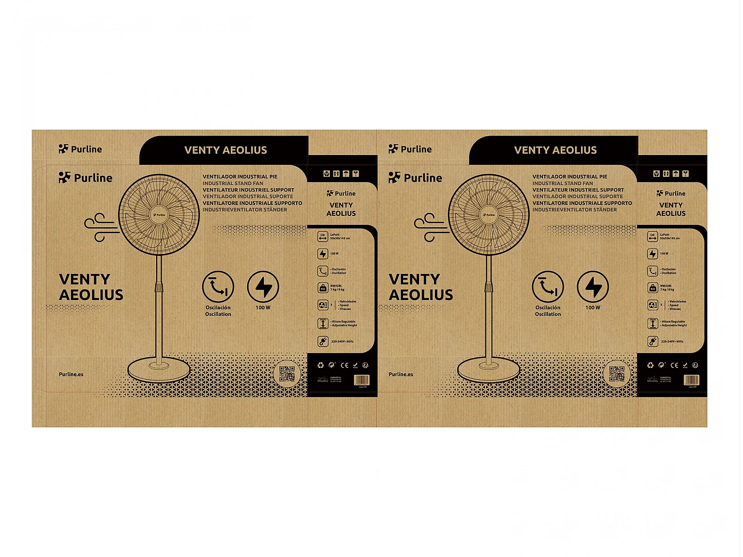 Ventilateur de sol industriel 100W avec 7 pales