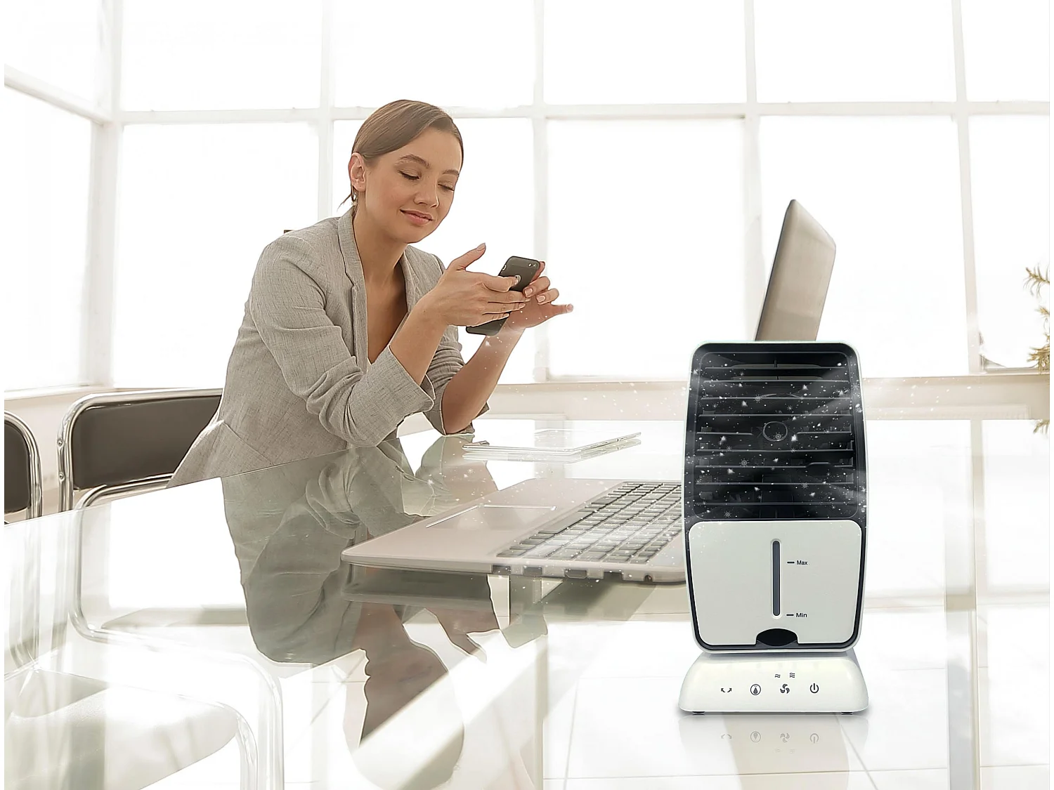 Ventilateur brumisateur de table avec 3 vitesses