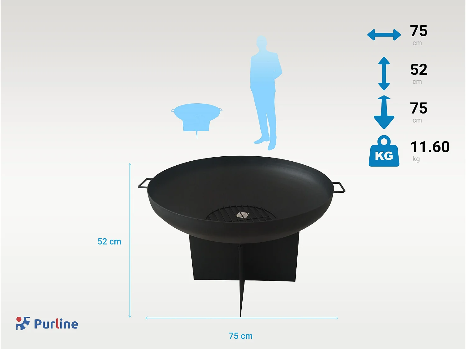 Braseiro circular de exterior em aço