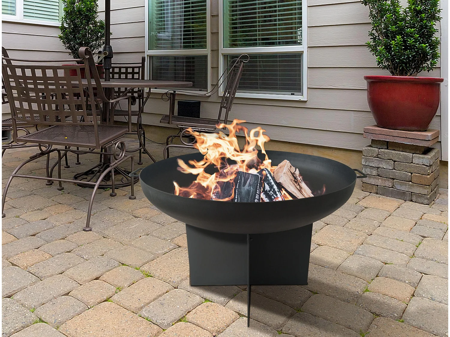 Braseiro circular de exterior em aço
