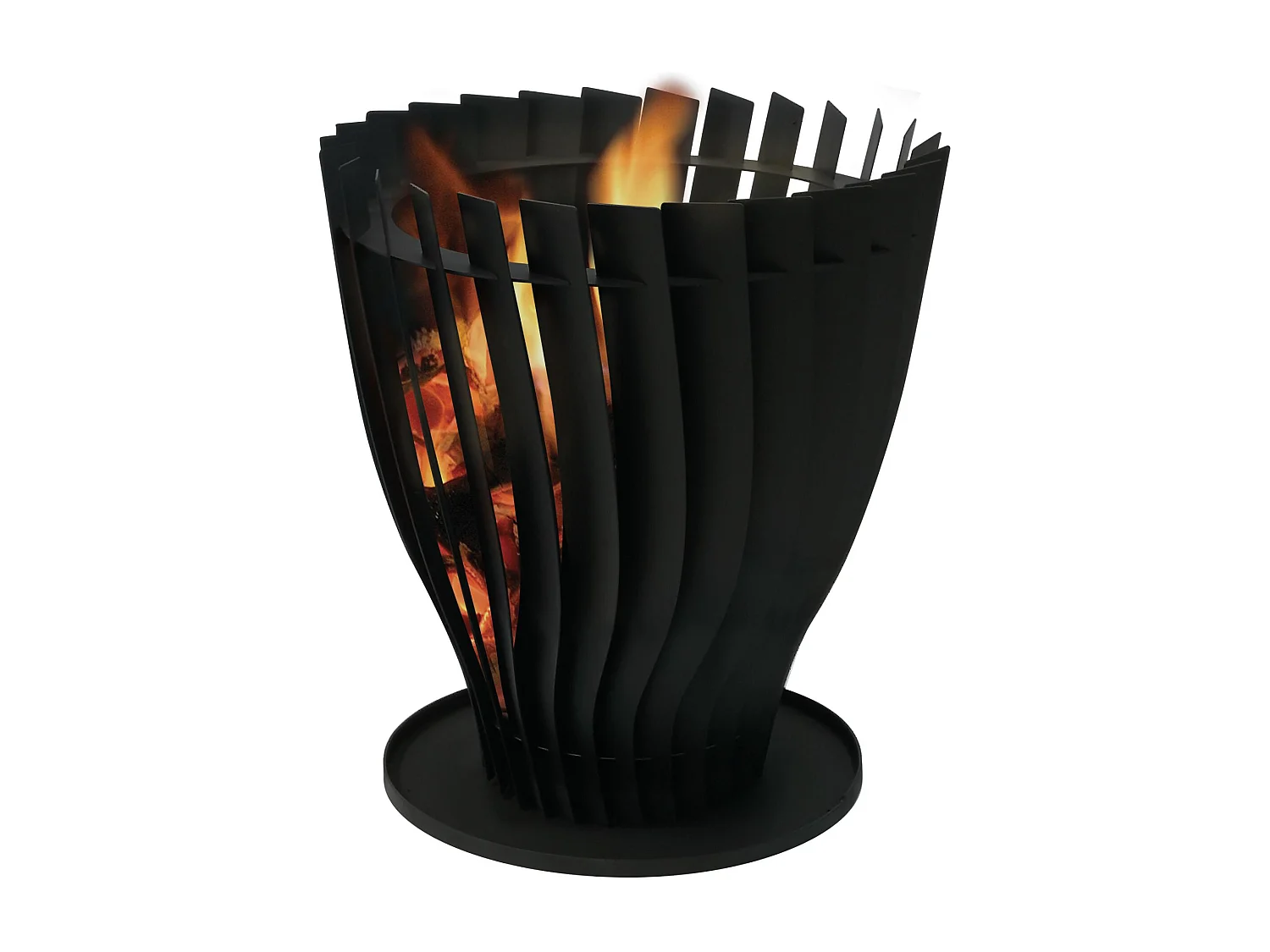 Brasero de jardin circulaire en acier inoxydable noir