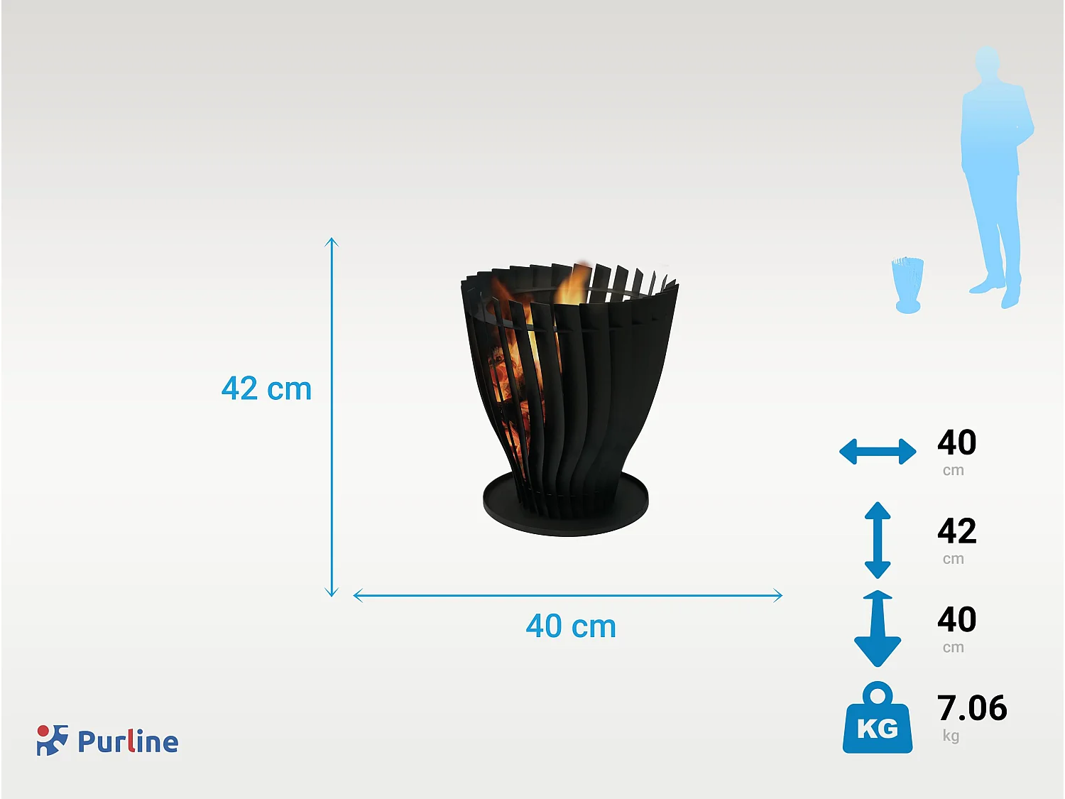 Brasero de jardin circulaire en acier inoxydable noir
