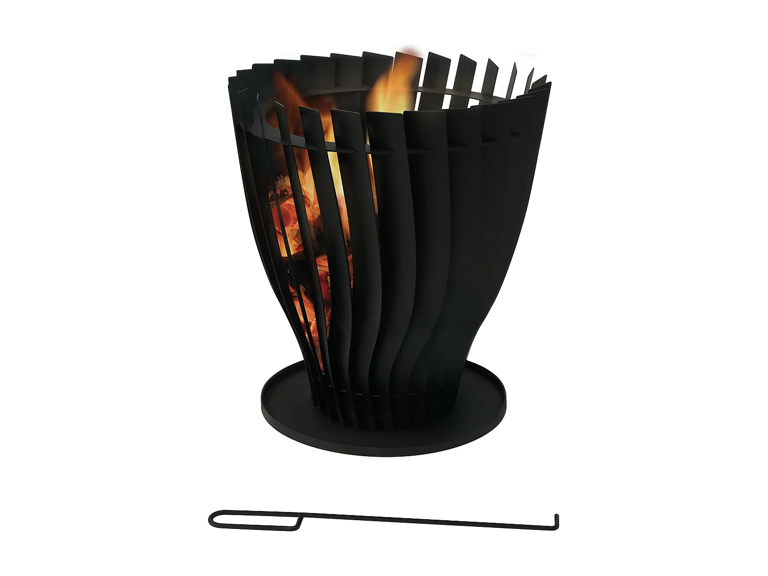 Brasero de jardin circulaire en acier inoxydable noir