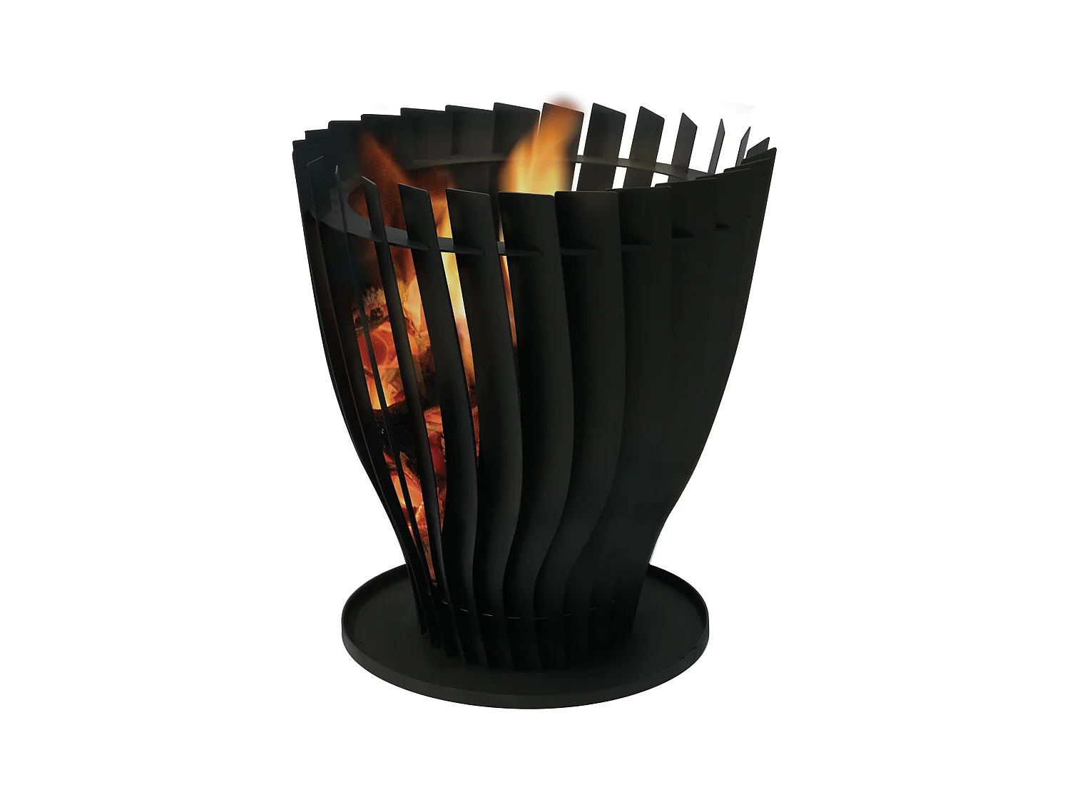 Brasero de jardin circulaire en acier inoxydable noir