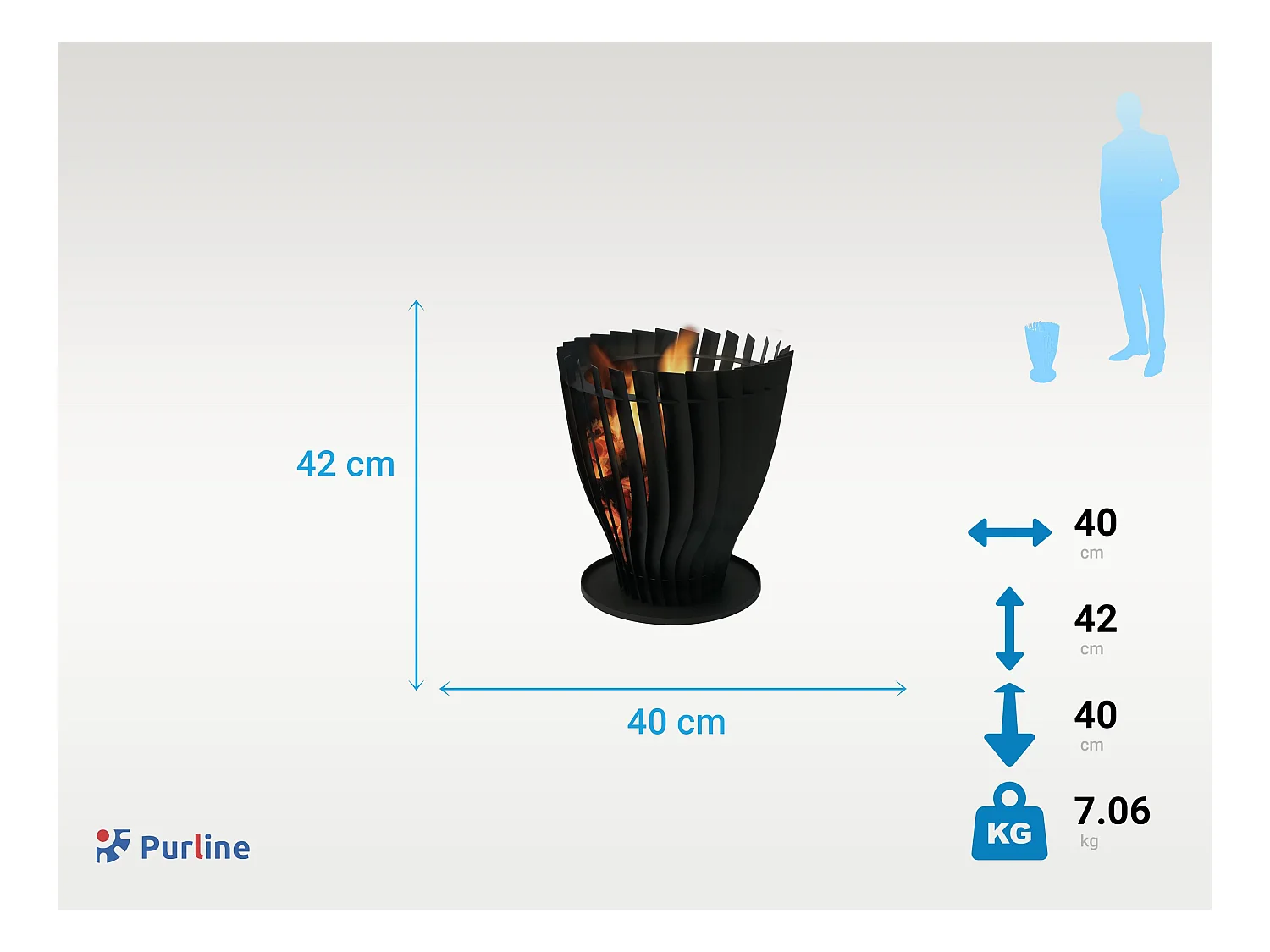 Brasero de jardin circulaire en acier inoxydable noir