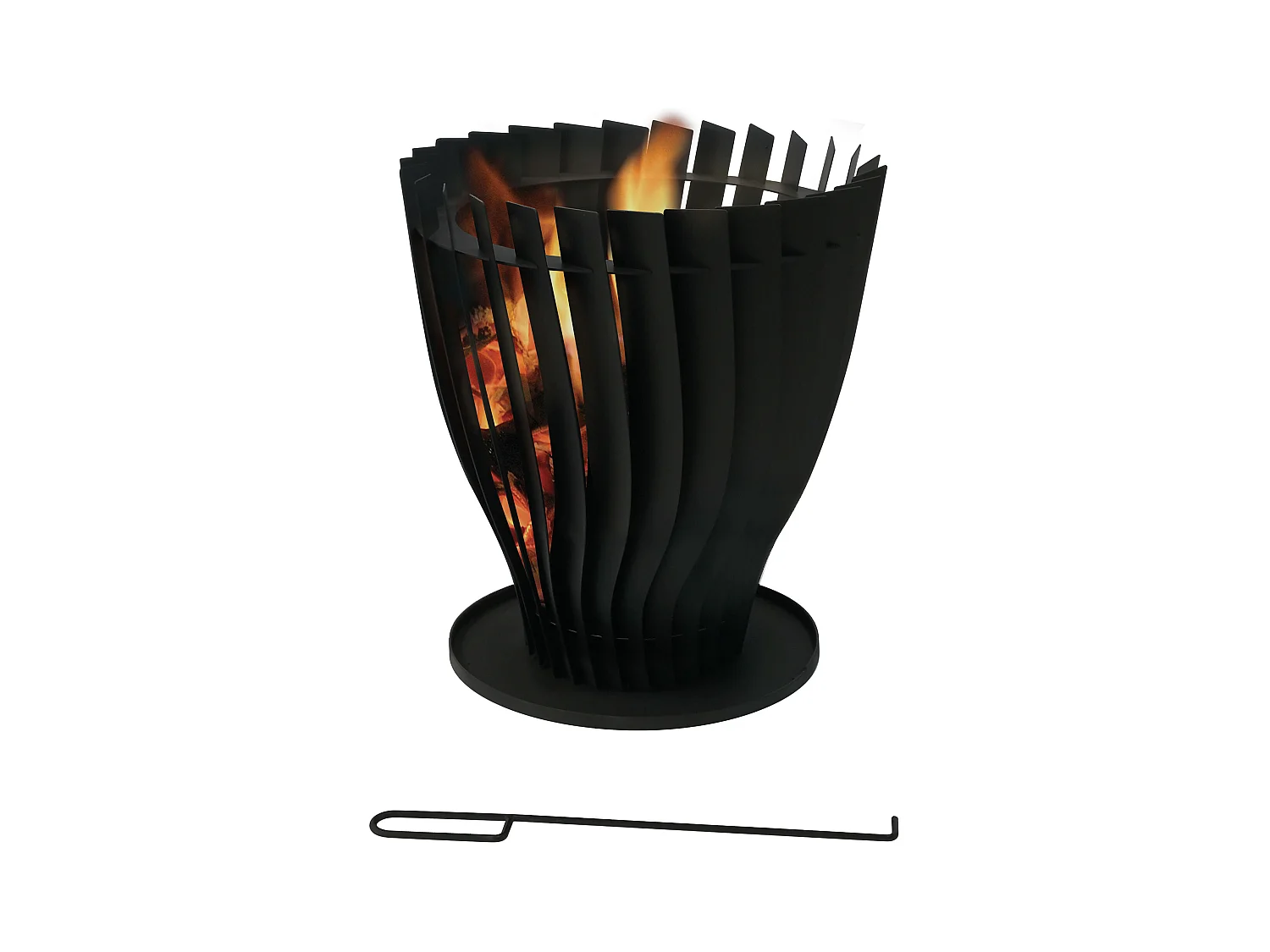 Brasero de jardin circulaire en acier inoxydable noir