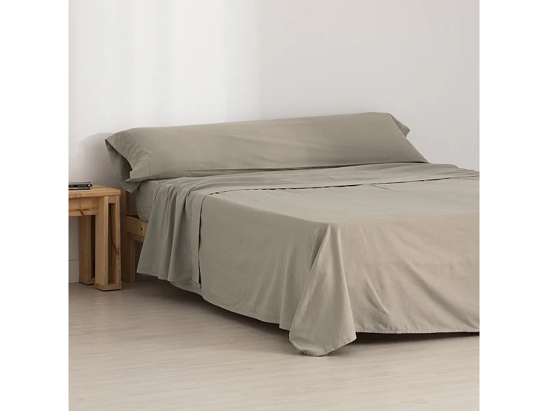 Juego SÃ¡banas Franela Taupe 100% algodÃ³n - 105