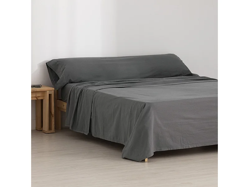 Juego SÃ¡banas Franela Anthracite 100% algodÃ³n - 135