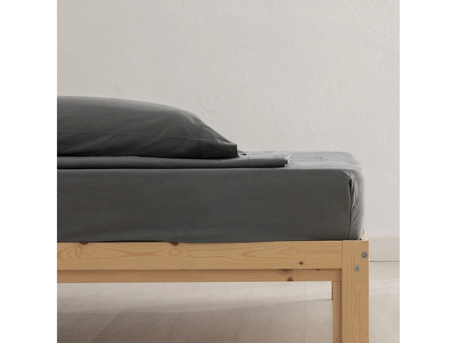 Ensemble de draps en flanelle Anthracite 100% coton - 135