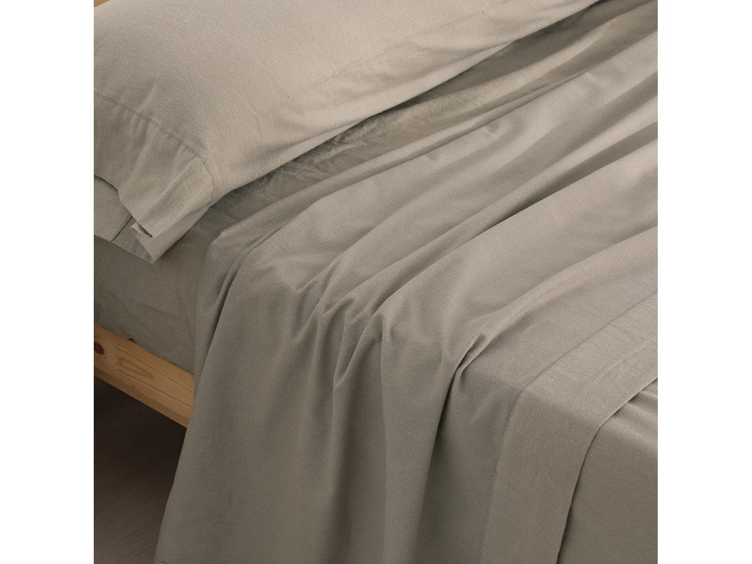 Ensemble de draps en flanelle Taupe 100% coton - 90