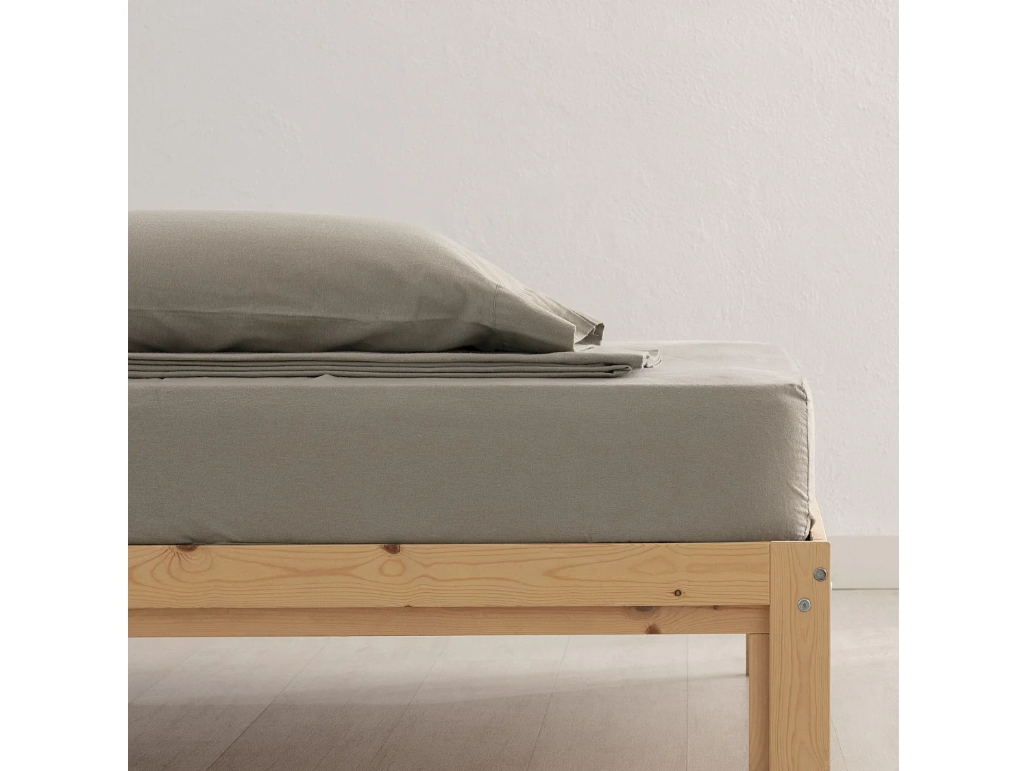 Ensemble de draps en flanelle Taupe 100% coton - 90