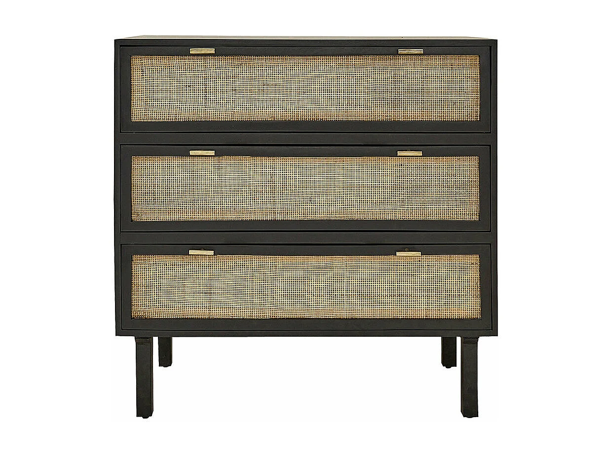 Commode en manguier massif et cannage 90 cm