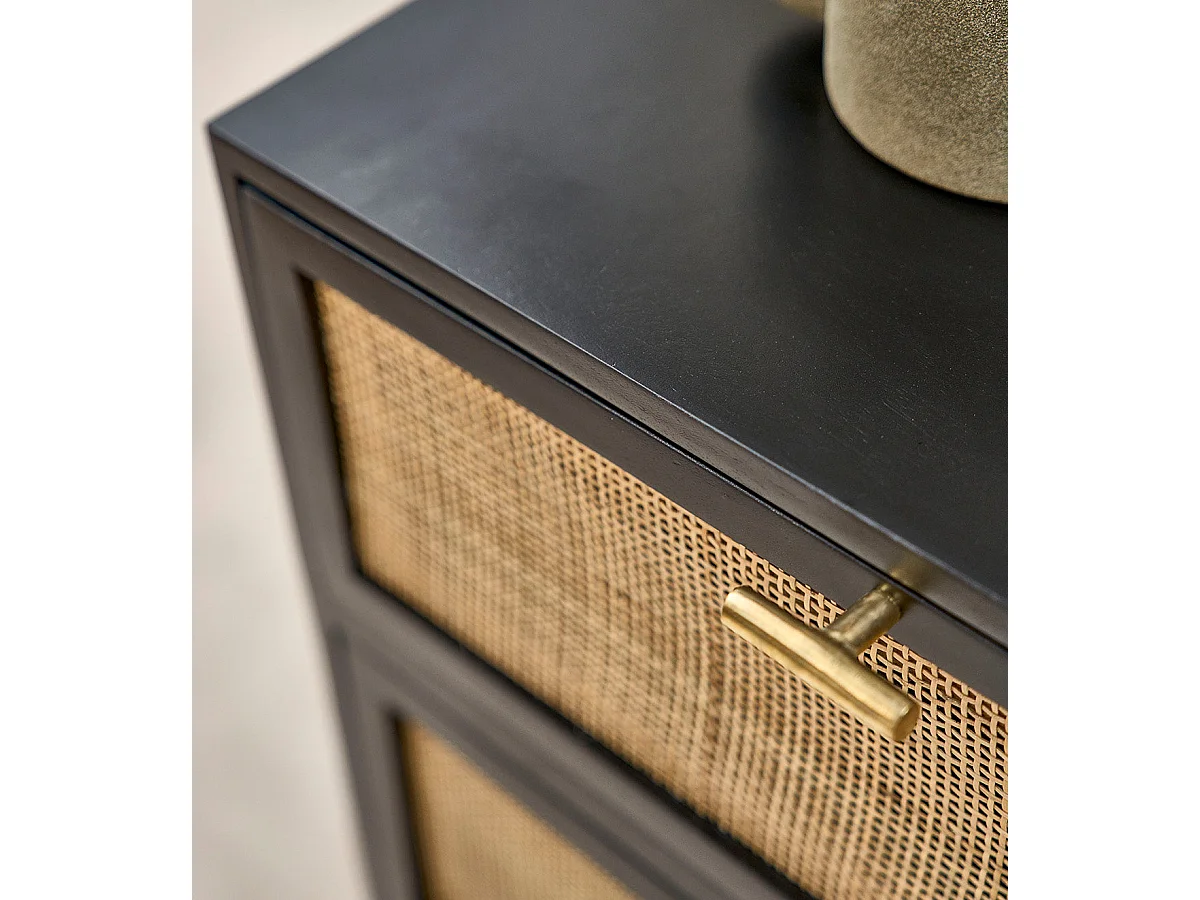 Commode en manguier massif et cannage 90 cm