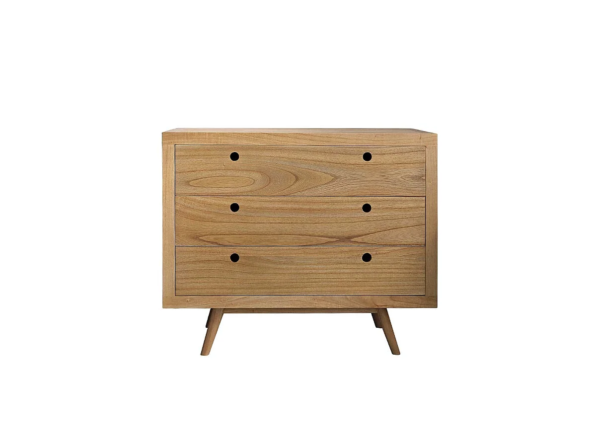 Commode en bois massif 110 cm 3 tiroirs