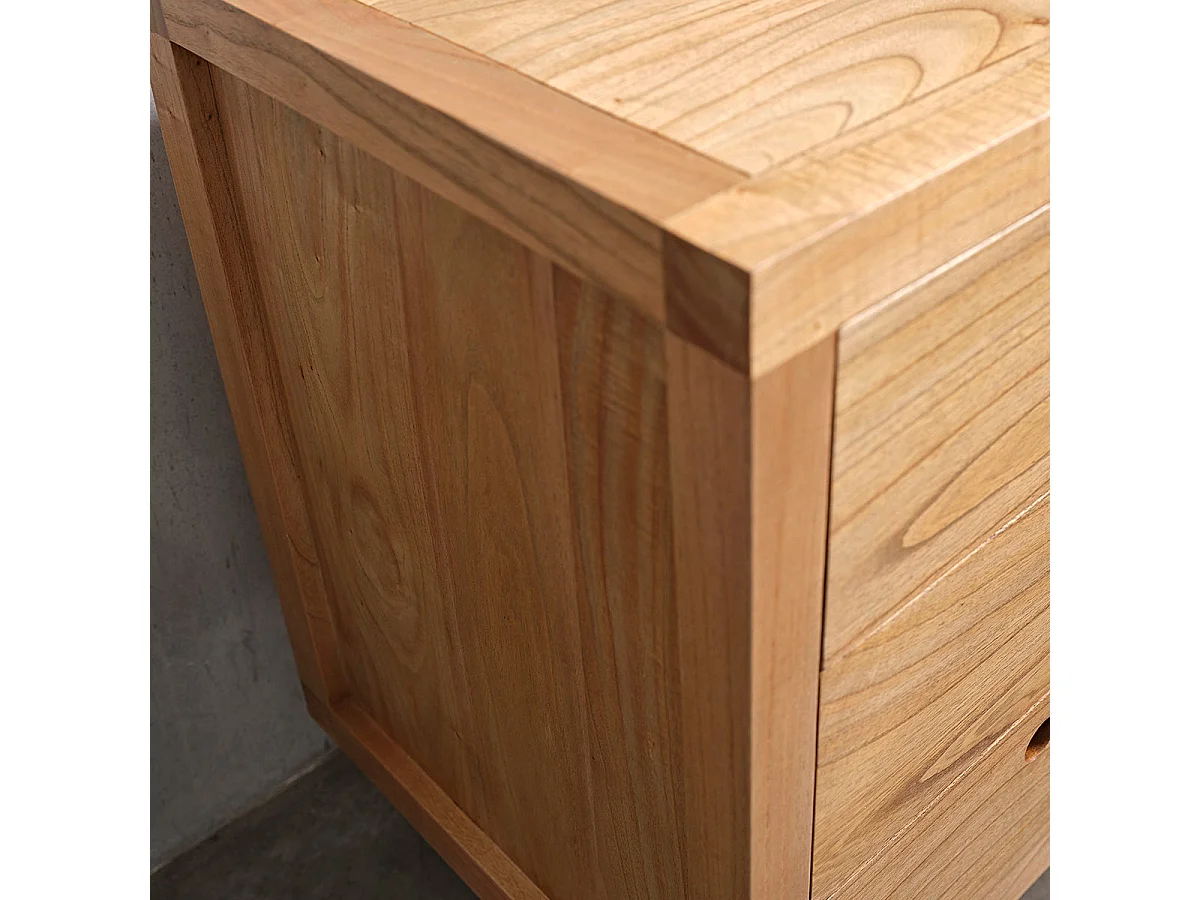 Commode en bois massif 110 cm 3 tiroirs