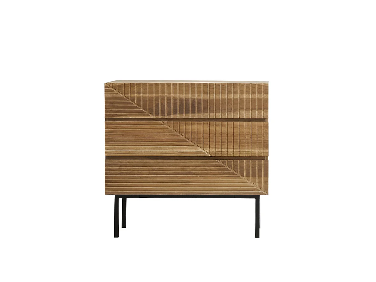 Commode en bois de teck 95 cm 3 tiroirs