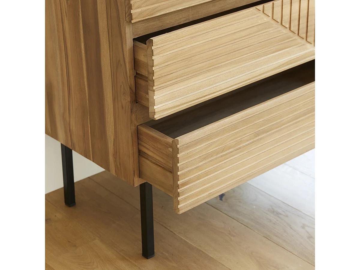Commode en bois de teck 95 cm 3 tiroirs