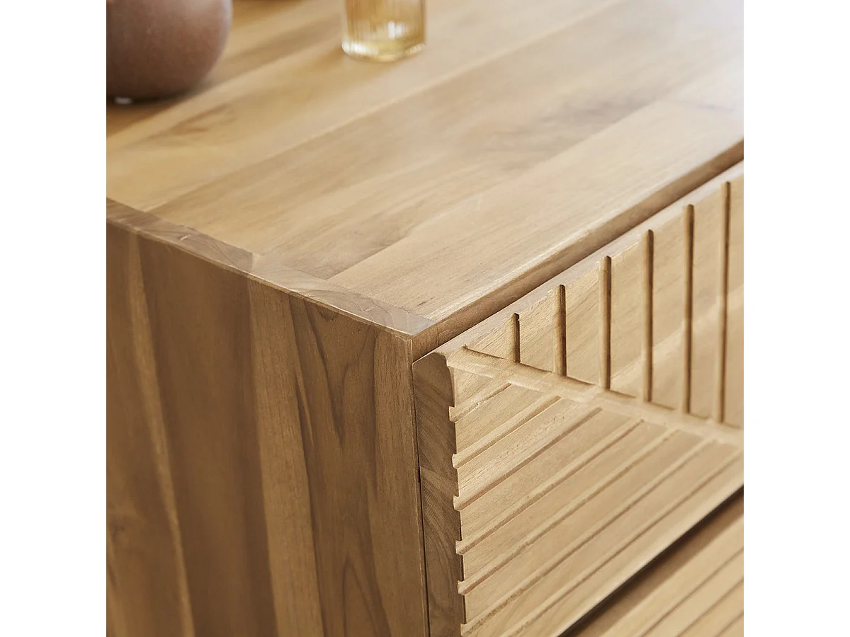 Commode en bois de teck 95 cm 3 tiroirs