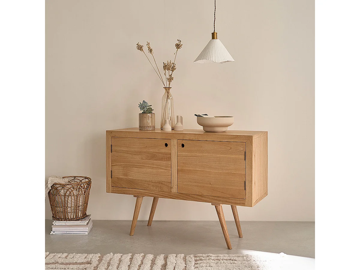 Cómoda de madera de mindi maciza de 120 cm