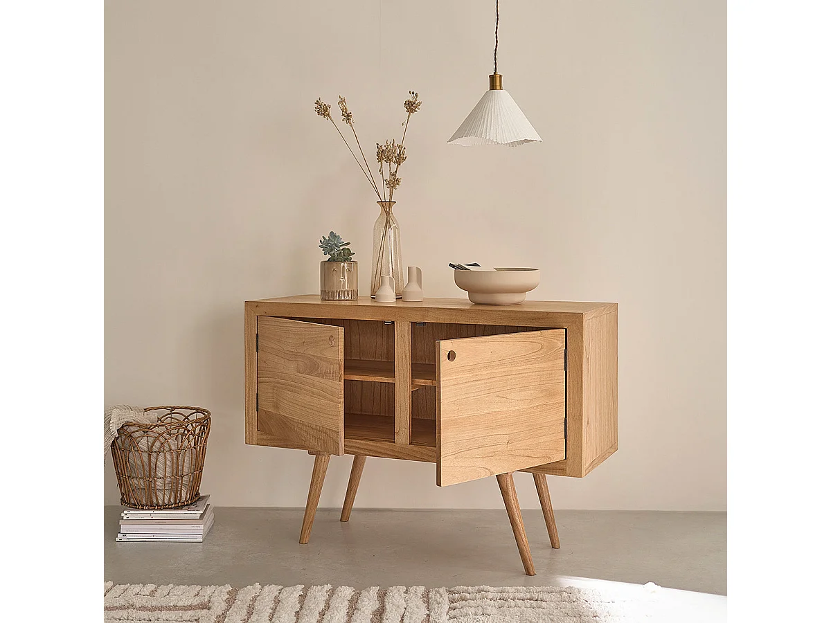 Cassettiera in mindi massello 120 cm