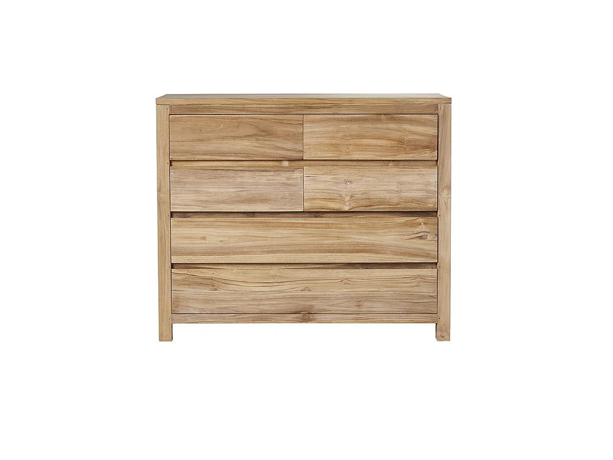 Commode en teck massif 120 cm 5 tiroirs