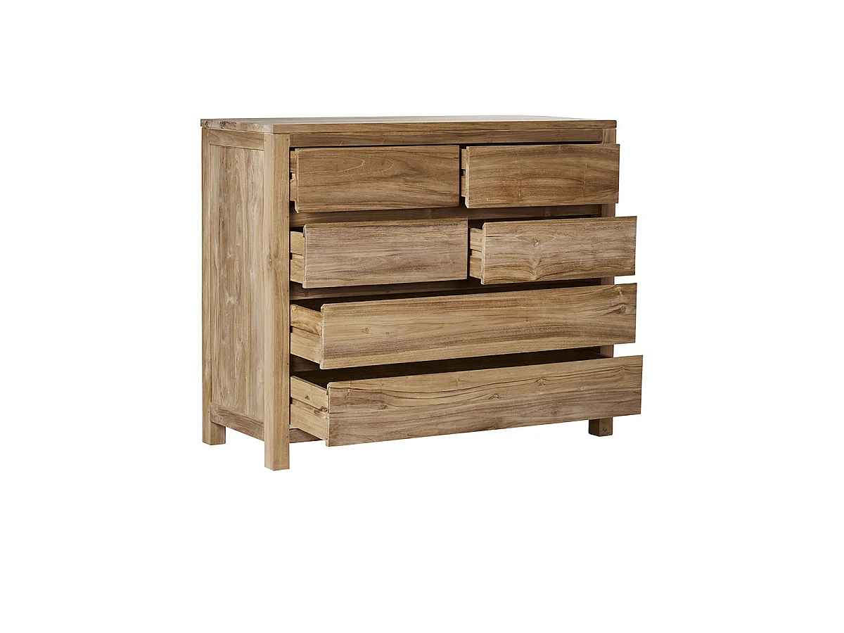 Commode en teck massif 120 cm 5 tiroirs