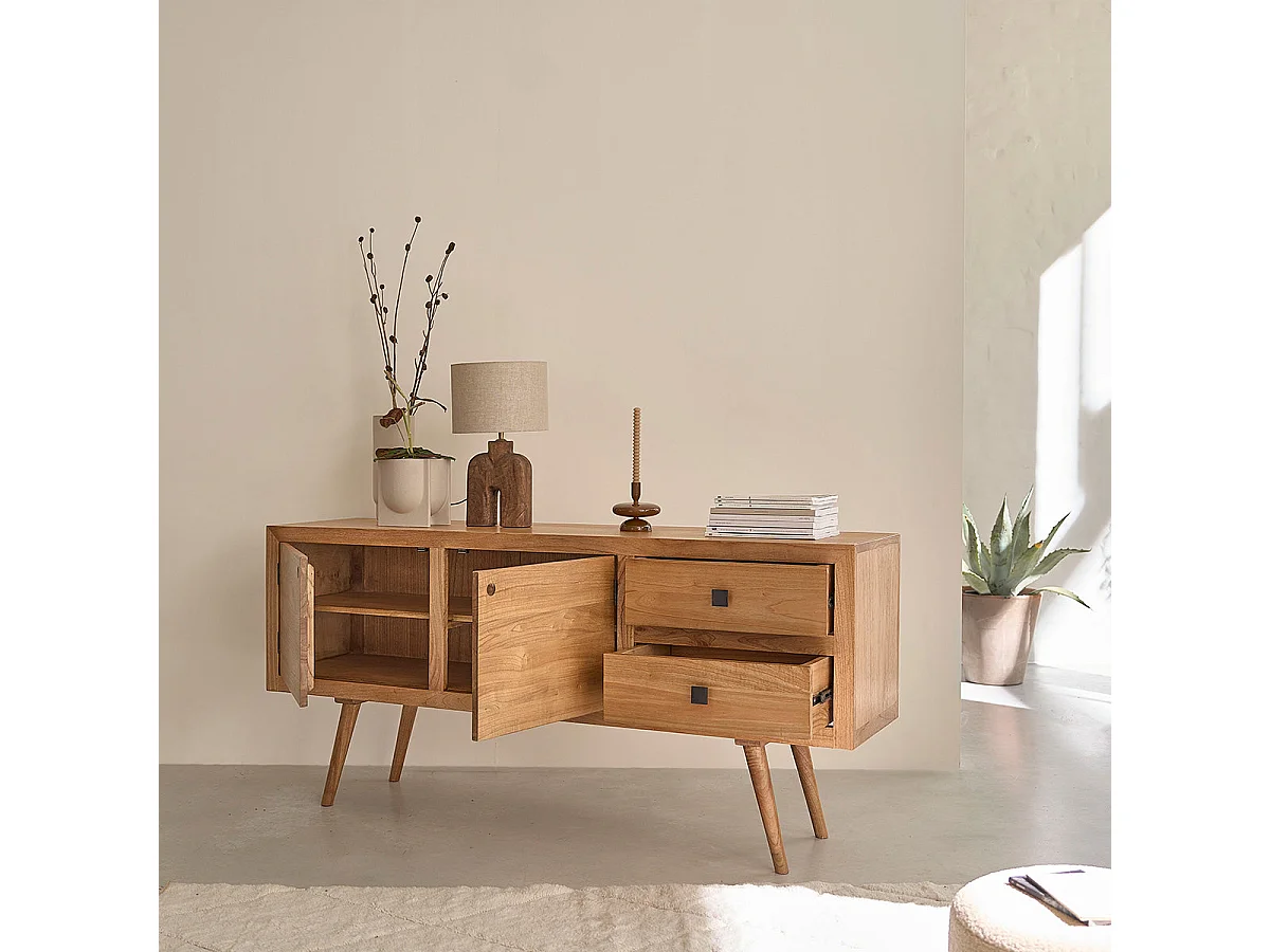 Cómoda de madera de mindi maciza de 180 cm