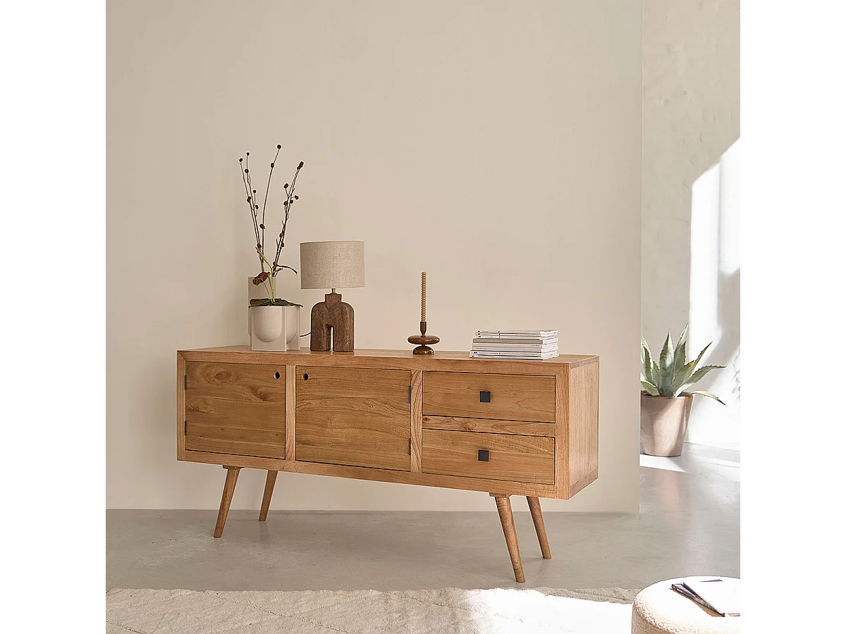 Cómoda de madera de mindi maciza de 180 cm