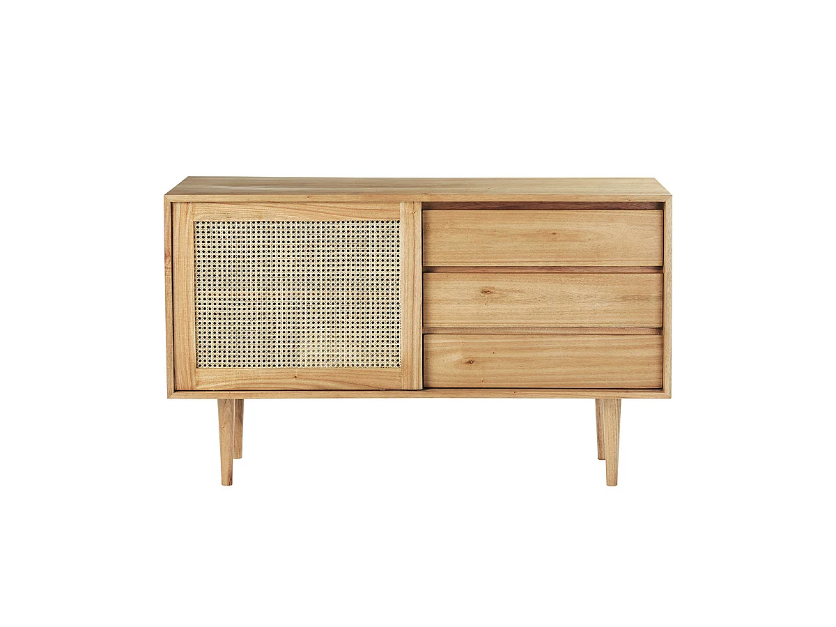 Commode en bois massif et cannage 135 cm