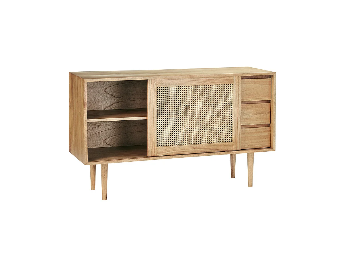 Commode en bois massif et cannage 135 cm