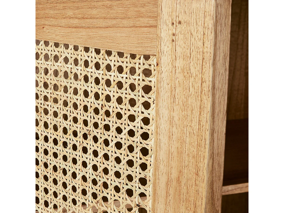 Commode en bois massif et cannage 135 cm