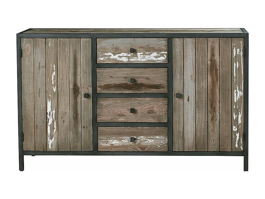 Cómoda de madera de pino reciclada maciza 150 cm