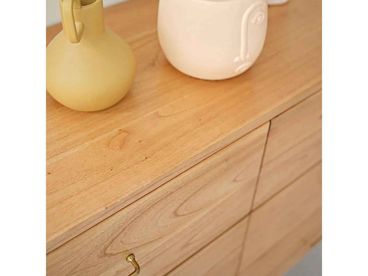 Commode en bois massif 130 cm 6 tiroirs