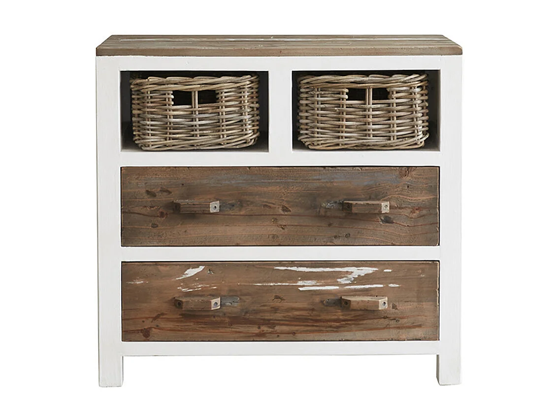 Cómoda de madera de pino reciclada maciza 80 cm