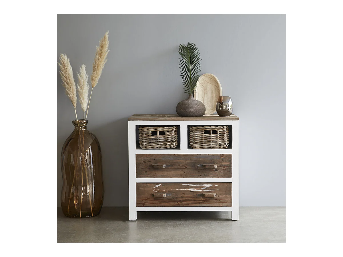 Commode en bois recyclé massif 80 cm