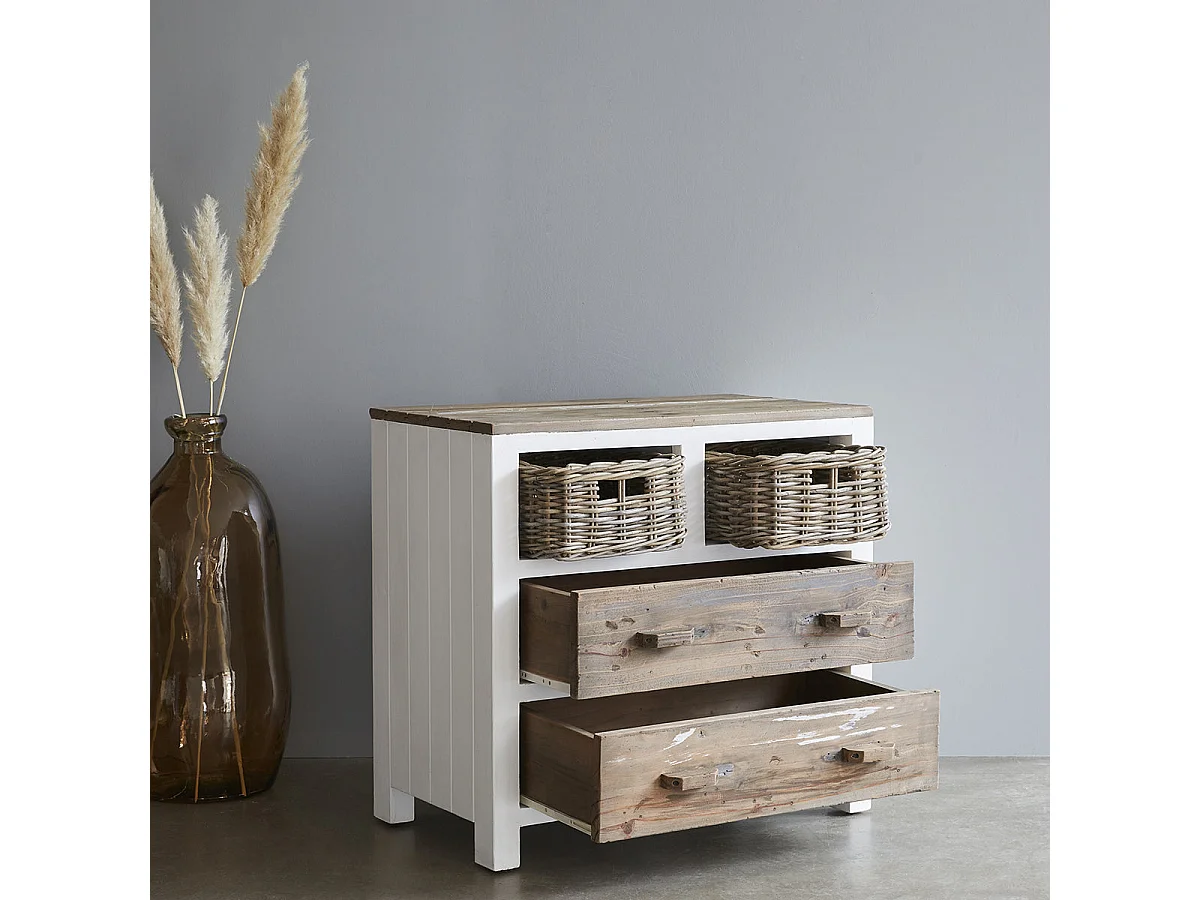 Commode en bois recyclé massif 80 cm