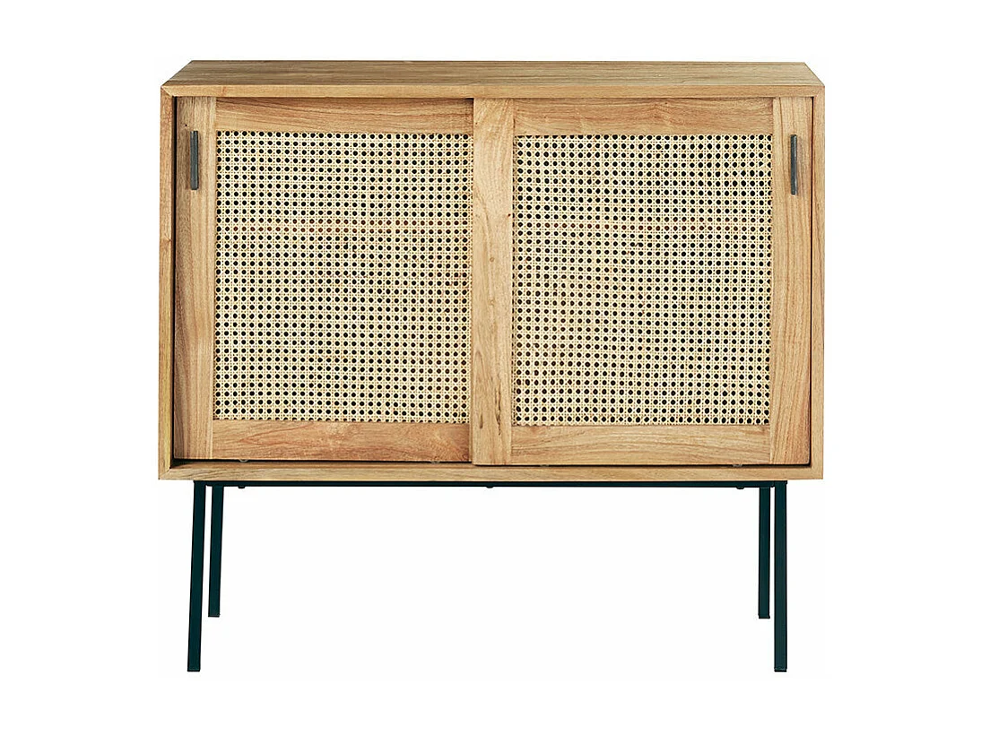 Commode en mindi massif et cannage 100 cm