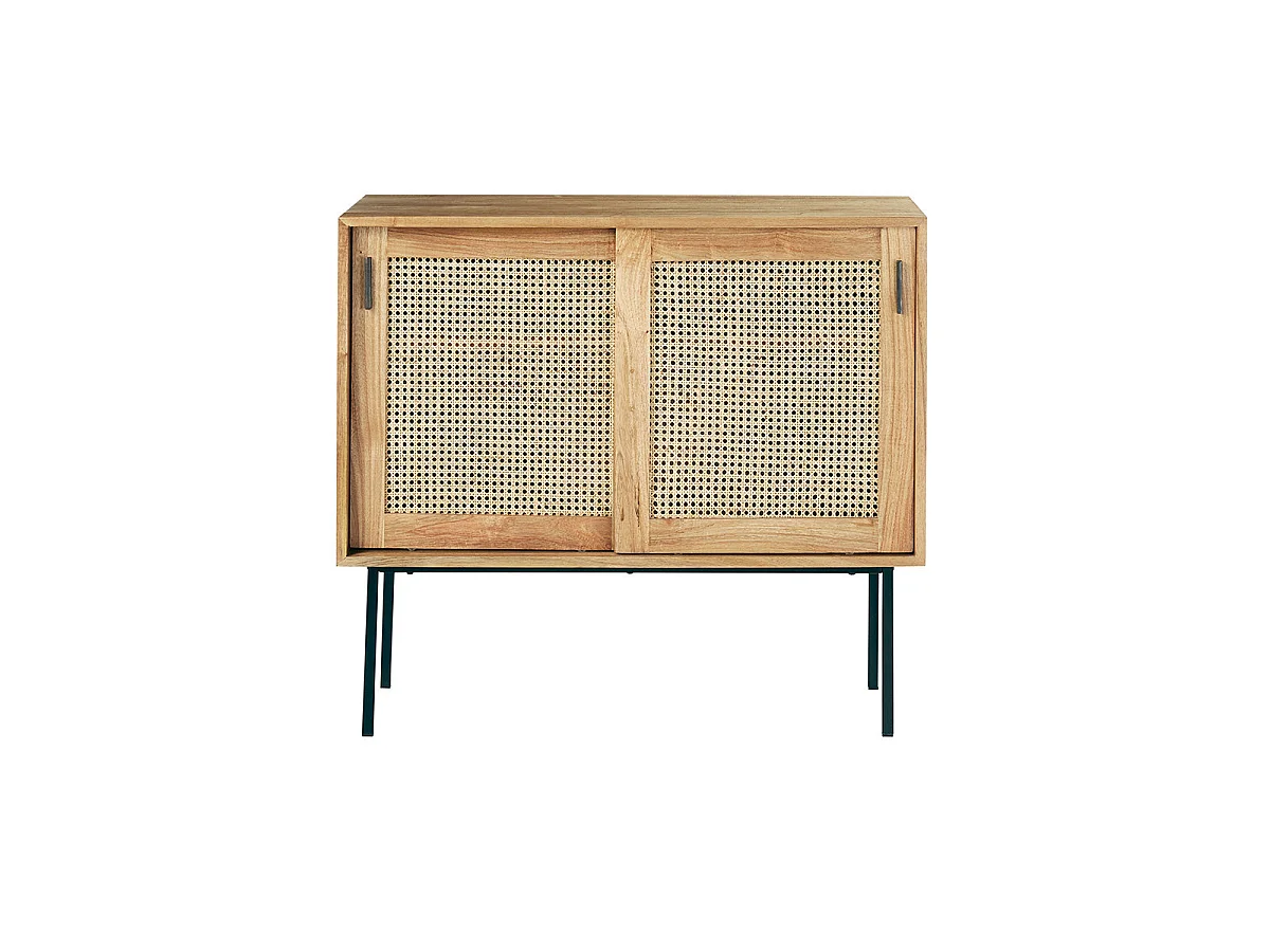 Commode en bois massif et cannage 100 cm