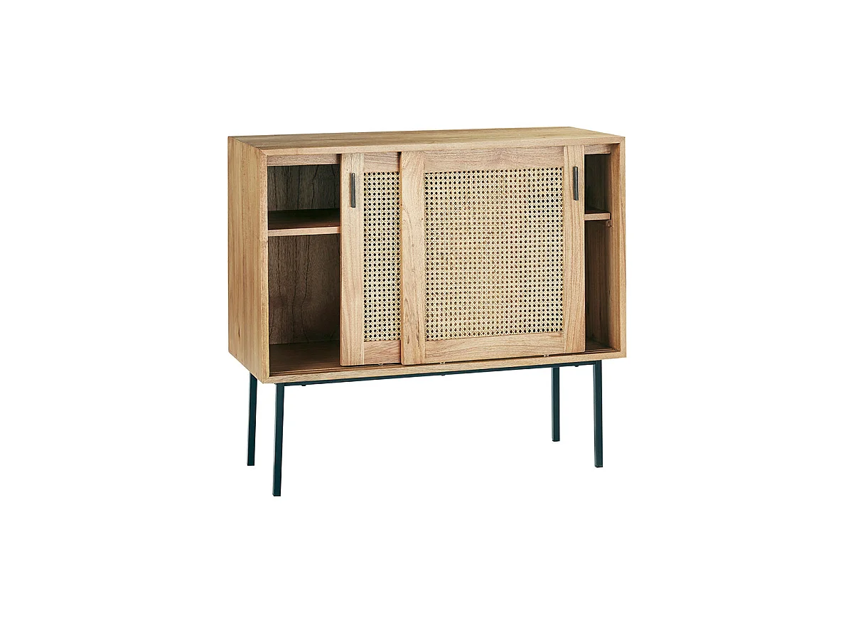 Commode en bois massif et cannage 100 cm