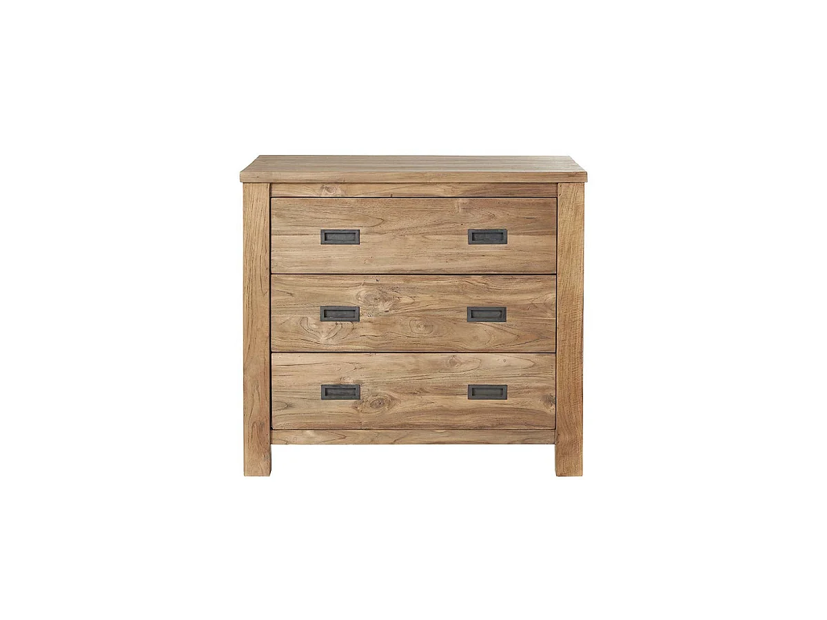 Commode en bois de teck recyclé 90 cm 3 tiroirs