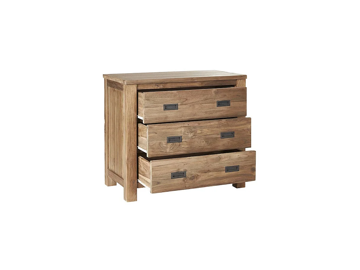 Commode en bois de teck recyclé 90 cm 3 tiroirs