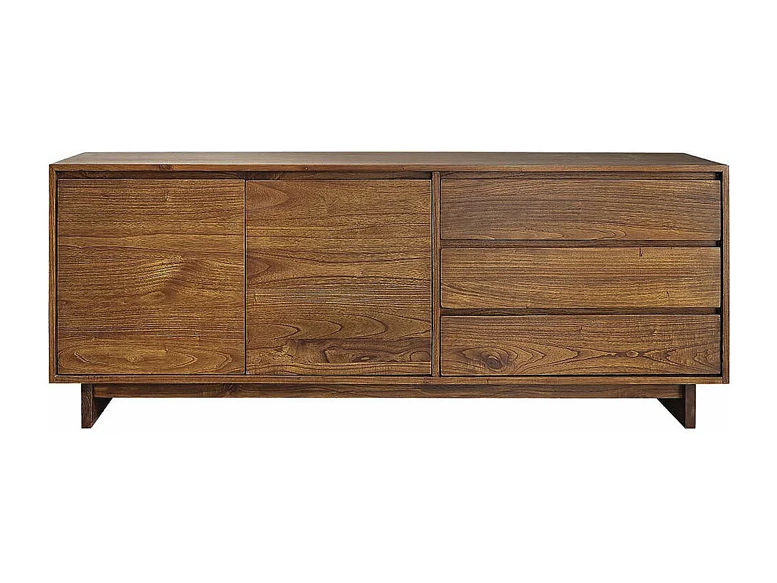 Cómoda de madera de mindi maciza con acabado nogal de 180 cm