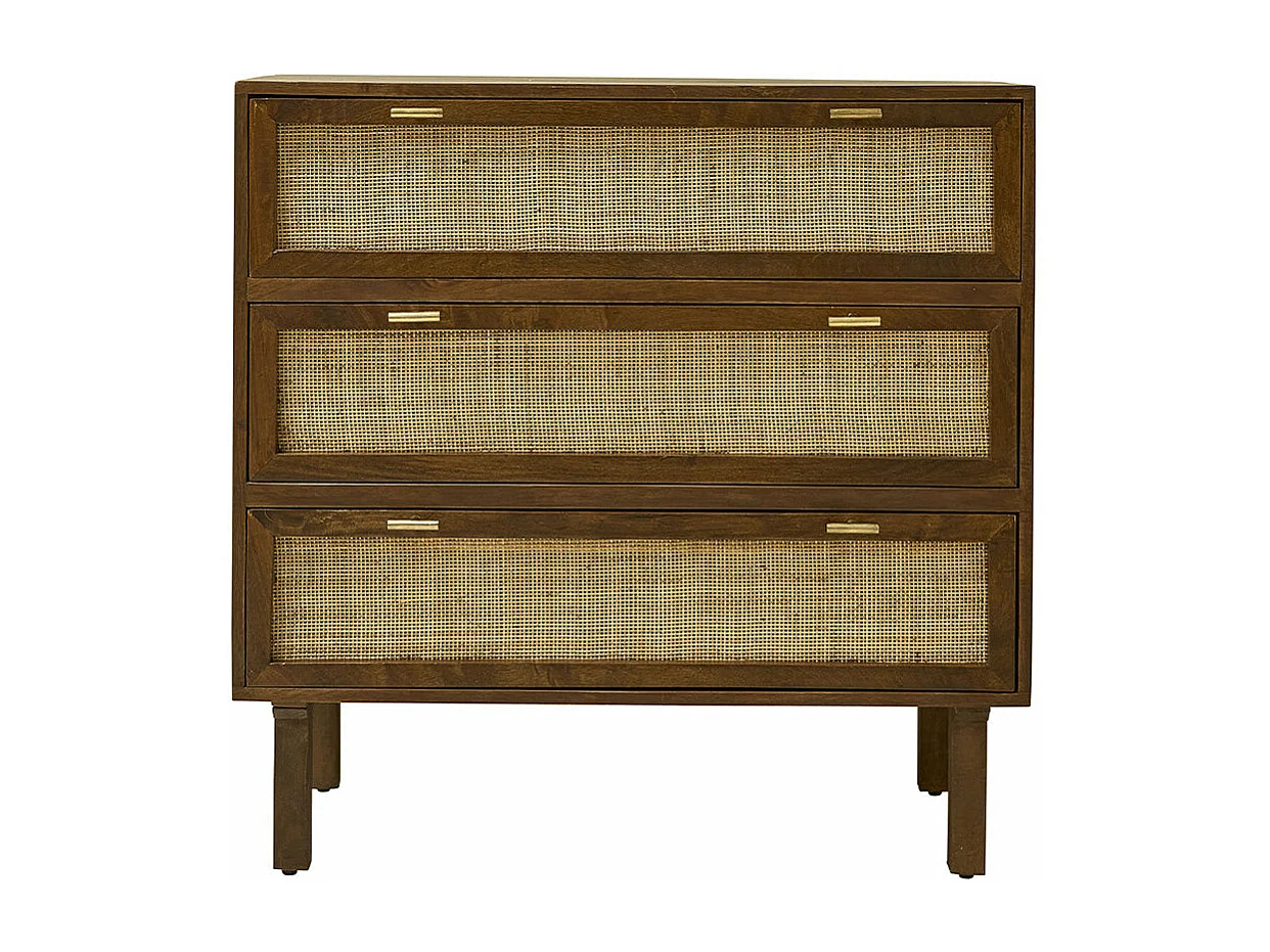 Commode en manguier massif et cannage 90 cm