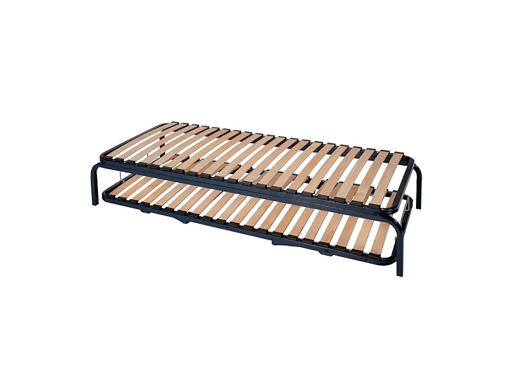 Ensemble lit gigogne - 70x190 - 20 lattes bois - Made in France - Gain de place