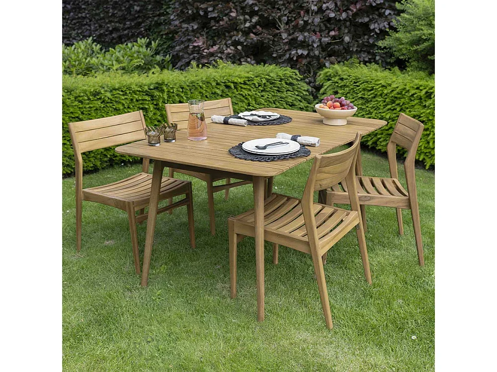 Table de jardin rectangulaire 4/6p en teck massif NAPLES