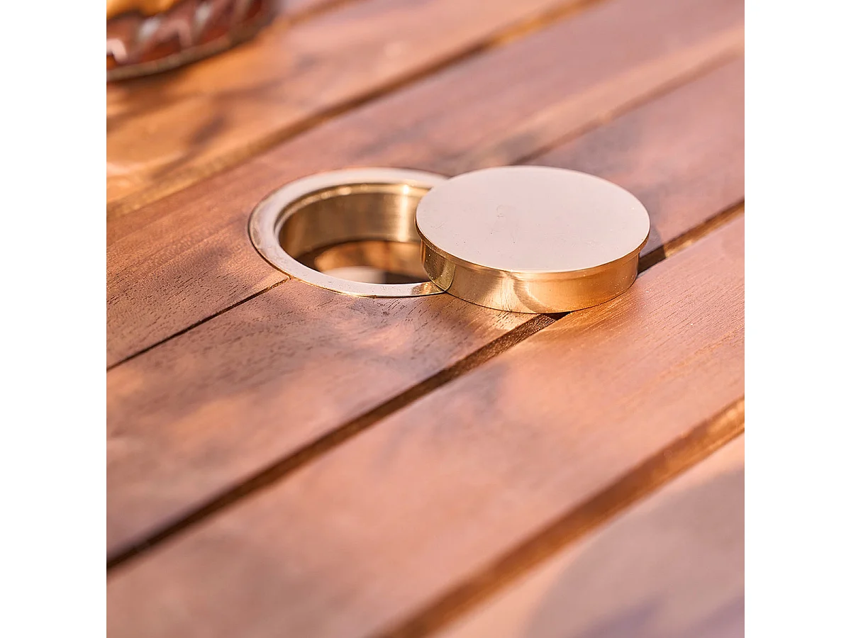 Mesa de jardín extensible de madera teca maciza aceitada 6/8 pers.