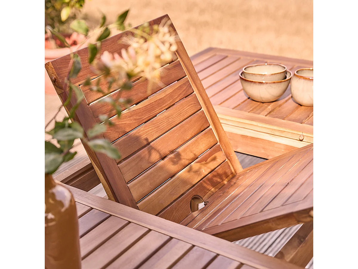 Mesa de exterior extensible de teca maciza aceitada para 6/8 pers.