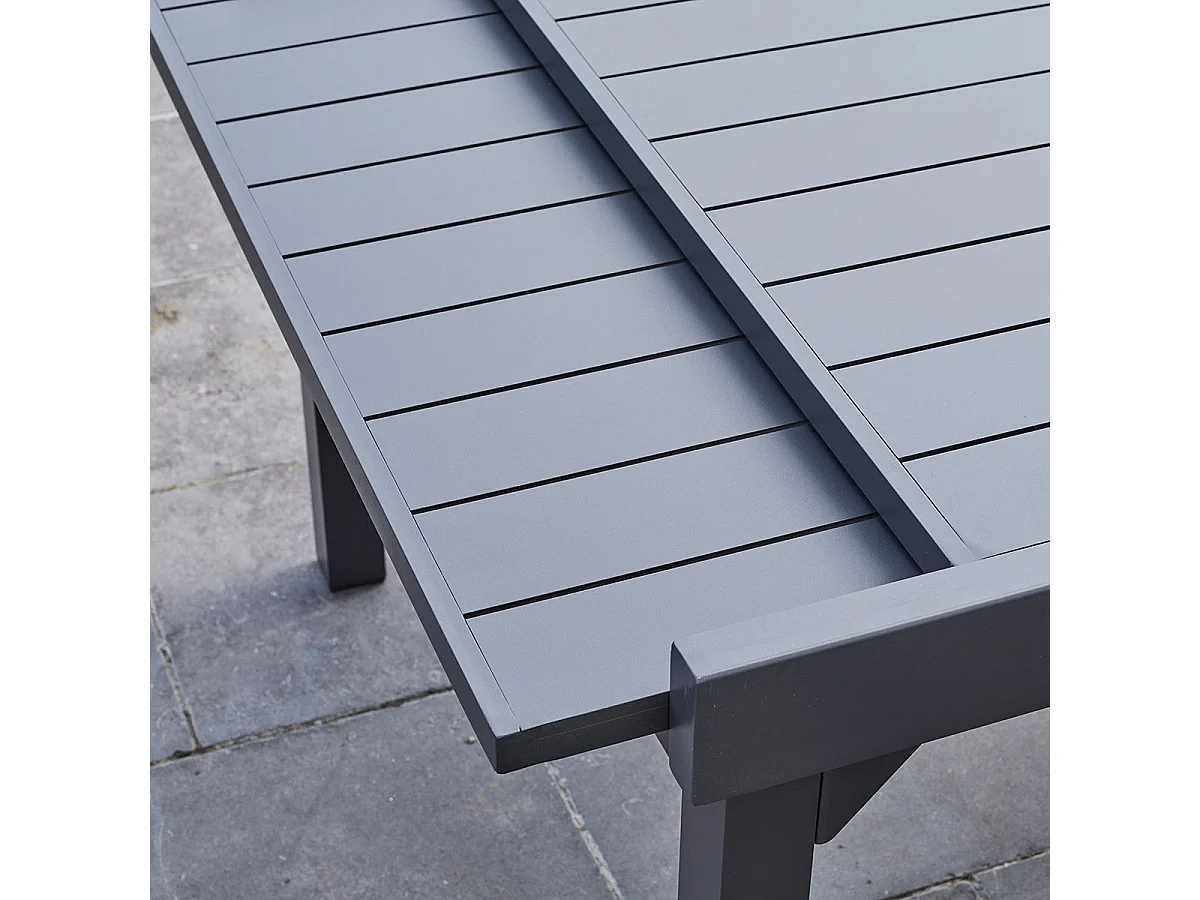 Table de jardin en aluminium extensible gris 6/10 places